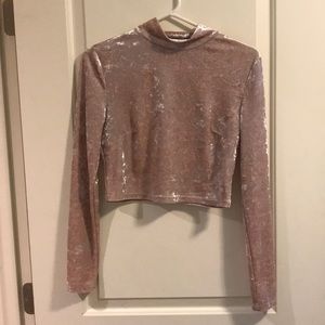 Cropped velvet turtleneck